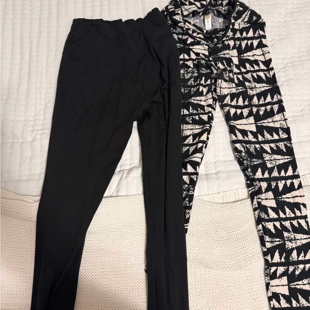 LULAROE Solid Black and Tribal Print Leggings